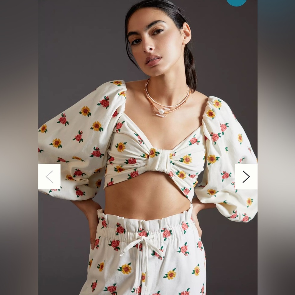 Farm Rio Mixed Cross Stitch Flowers
Crop Top